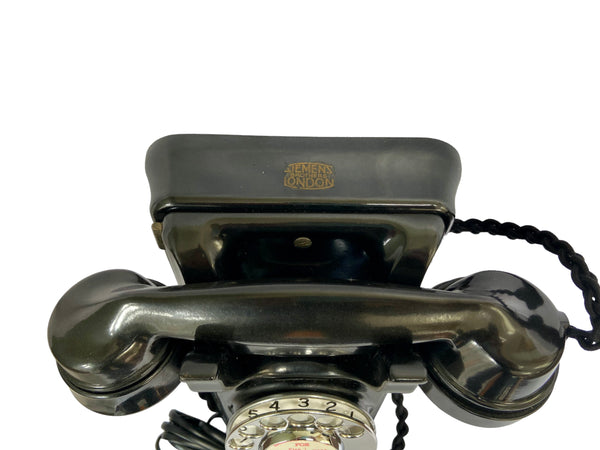 Antique 1930's Siemens Brothers London Black British Bakelite Wall Telephone