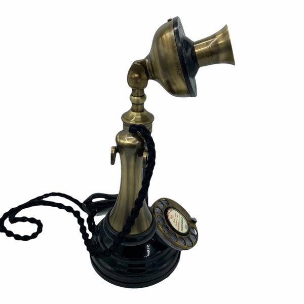 Black Front & Brushed 1920's Style Candlestick Telephone