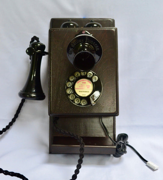 Black Wood 1920/30s Wall Telephone with a Shelf