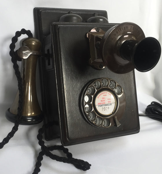 Bronze 1930's Style Wood Wall Working Telephone