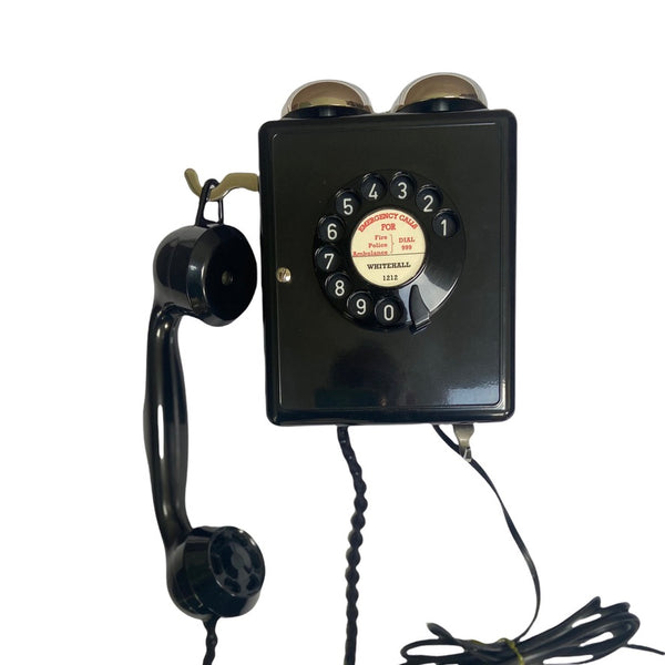 1950's Antique Black Swiss Wall Bakelite Telephone