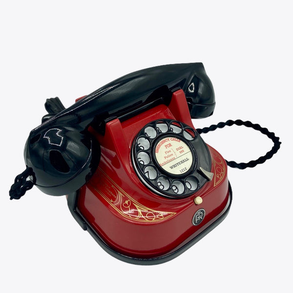 Red 1950's Original Antique Belgium Bell Telephone with a carrying handle