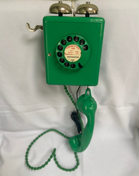 Antique Swiss WEIDMANN 1950's Lime Green Bakelite Wall Telephone