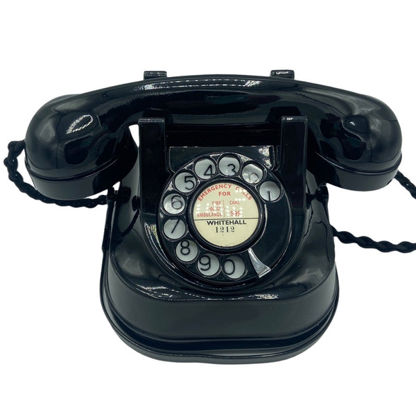 Antique 1950's Full Black Belgium Bell Telephone With a Handle