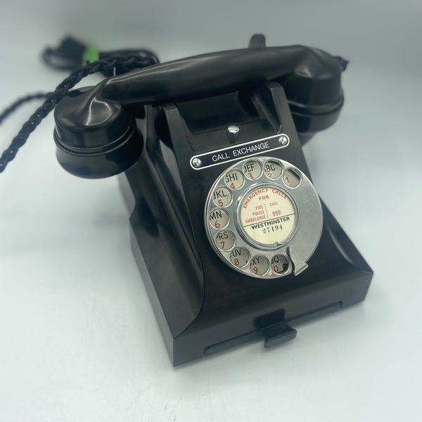 Antique 1940's British GPO ( General Post office ) Call Exchange #300 Series Black Bakelite Telephone
