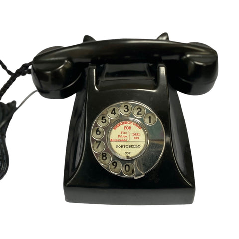 Antique British Ericsson circa 1950's Black Bakelite Telephone