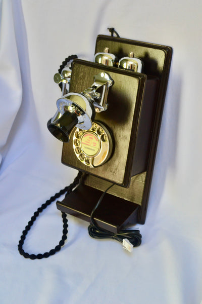 Chrome Wood Wall 1920/30s style Telephone with a Shelf