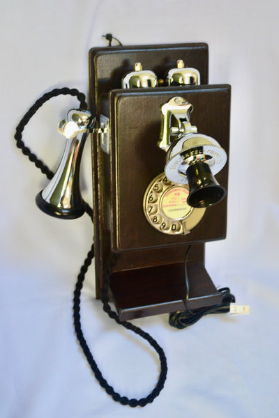 Chrome Wood Wall 1920/30s style Telephone with a Shelf