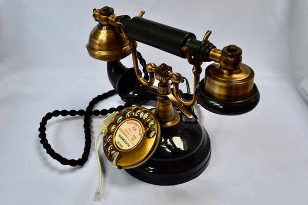 Brushed & Black 1930's style  Cradle Telephone