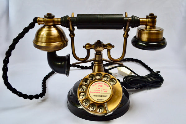Brushed & Black 1930's style  Cradle Telephone