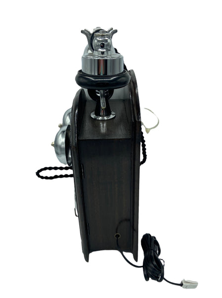 Chrome Big Wooden Wall 1930s/40s Style Cradle Telephone