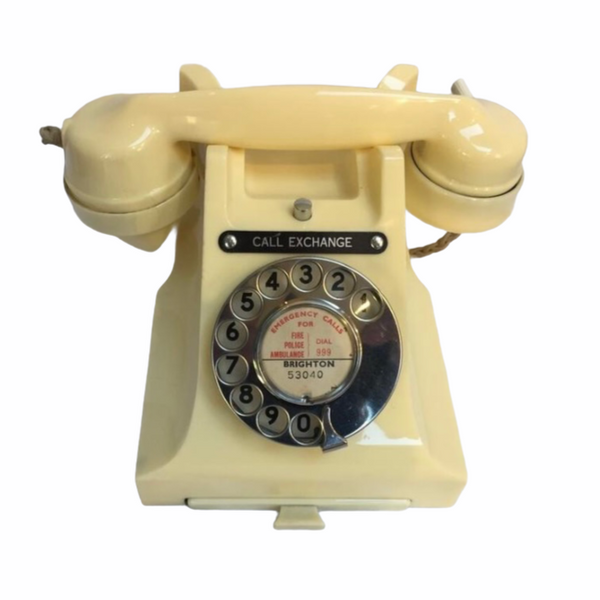 British 1940's Ivory Cream Antique #312 Series Bakelite Telephone