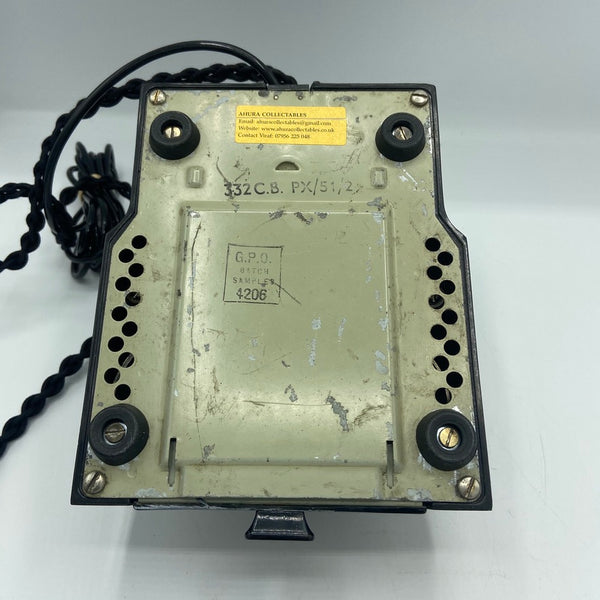1940's English GPO ( General Post Office ) Black Bakelite #300 Series Desk Telephone with a tray