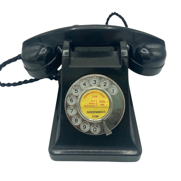 Antique Black 1950's Antique Swiss Table Bakelite Telephone