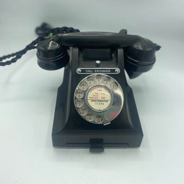 Antique 1940's British GPO ( General Post office ) Call Exchange #300 Series Black Bakelite Telephone