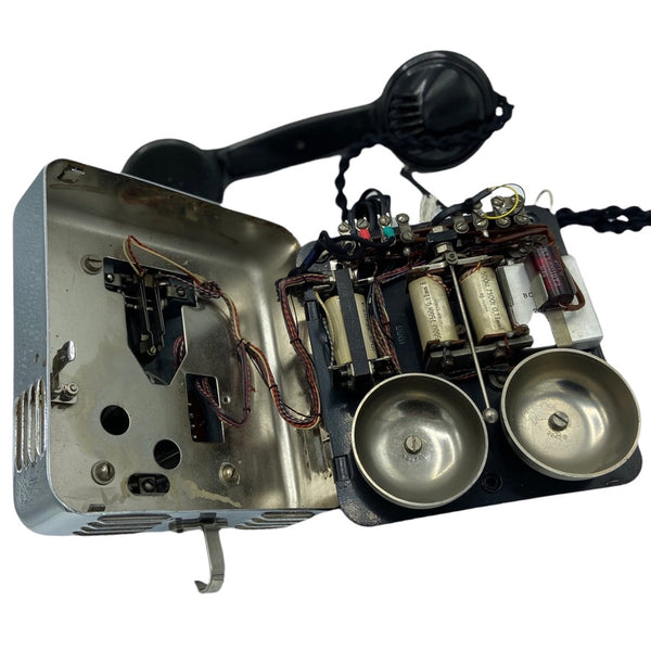 Antique 1950's Chrome Belgium Bell Wall Telephone