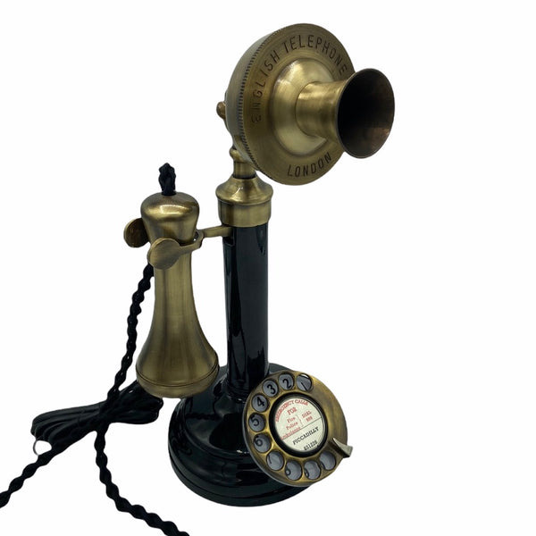 Brushed Front & Black 1920's Style Candlestick Telephone