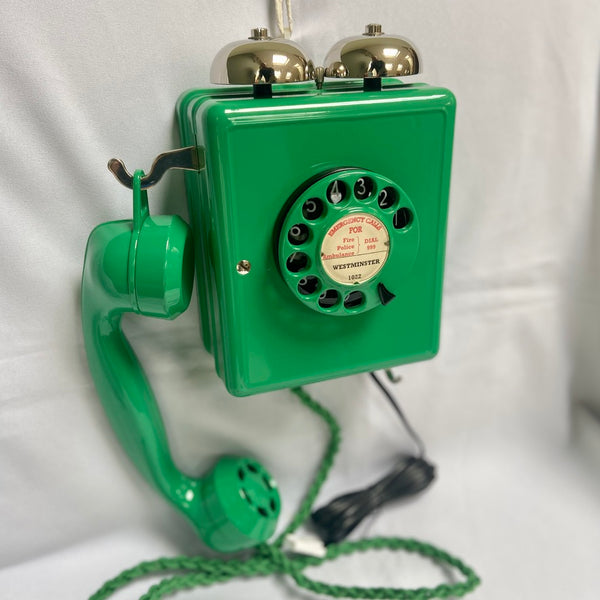 Antique Swiss WEIDMANN 1950's Lime Green Bakelite Wall Telephone