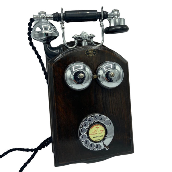 Chrome Big Wooden Wall 1930s/40s Style Cradle Telephone