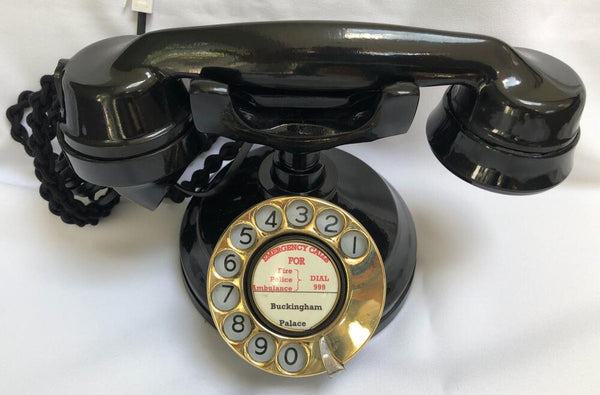 Brass Dial 1930's Style Bakelite Cradle Telephone
