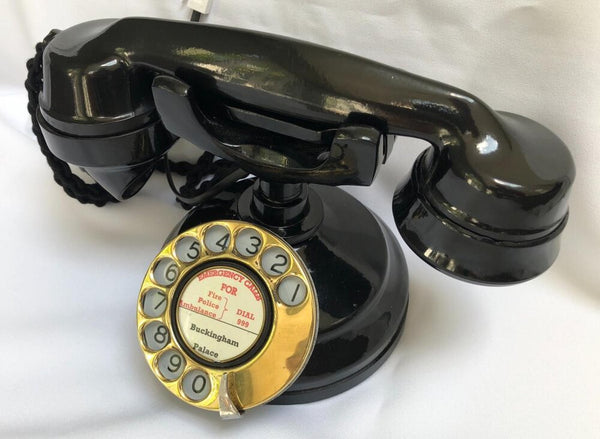Brass Dial 1930's Style Bakelite Cradle Telephone