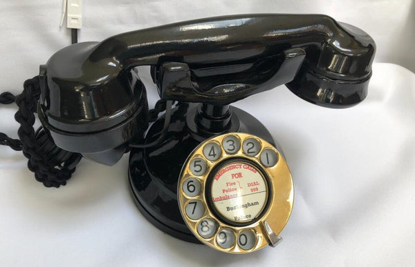 Brass Dial 1930's Style Bakelite Cradle Telephone