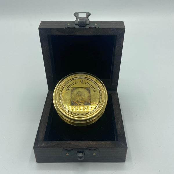 2.5" Brass Einstein Compass in a wood box