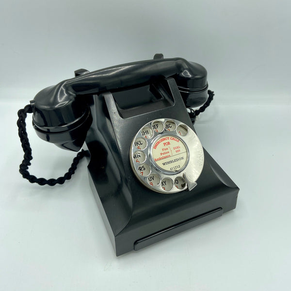 Antique 1940's English GPO Black Bakelite #300 Series Desk Telephone