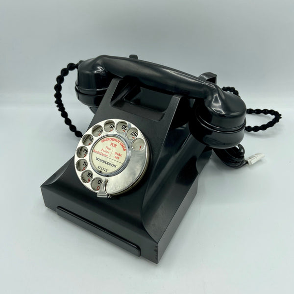 Antique 1940's English GPO Black Bakelite #300 Series Desk Telephone