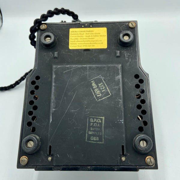 Antique 1940's English GPO Black Bakelite #300 Series Desk Telephone