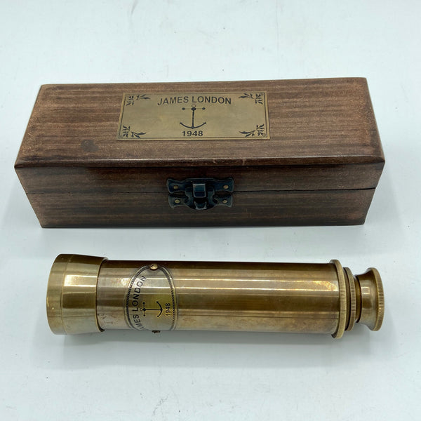 13" Bronze James 2 Draw Telescope in a wood box