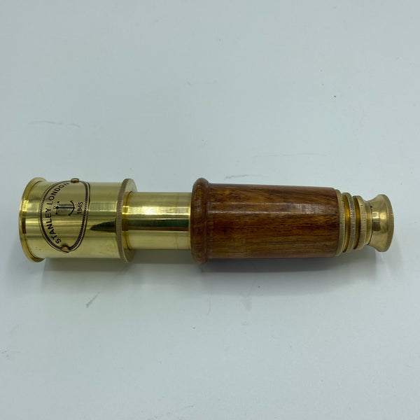 15" Brass Wood 3 Draw Stanley Conical Telescope