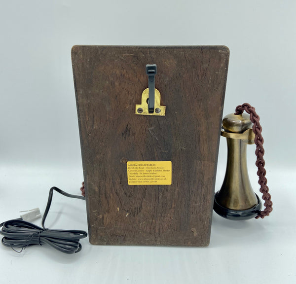 Brushed 1930's Style Wood Wall Working Telephone