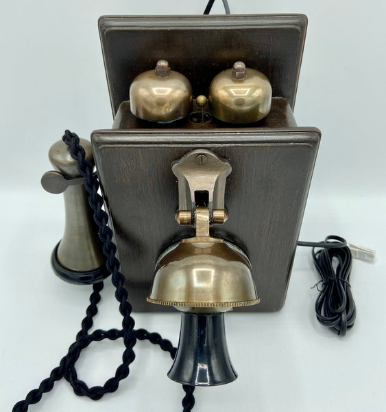 Bronze 1930's Style Wood Wall Working Telephone