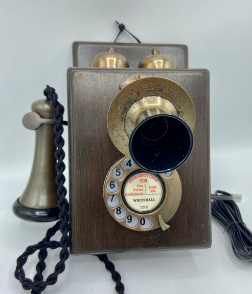 Bronze 1930's Style Wood Wall Working Telephone