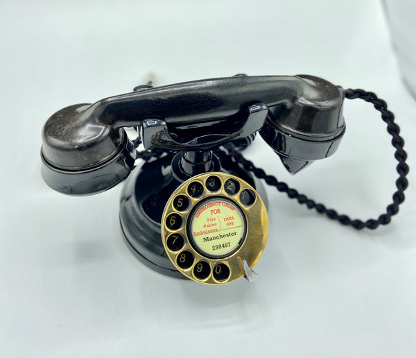Brass Dial 1930's Style Bakelite Cradle Telephone