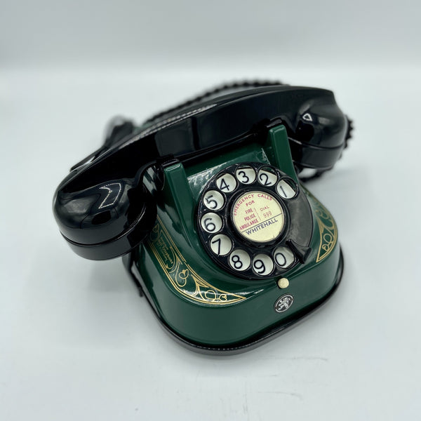 Antique 1950's Green Belgian Bell Telephone with a carrying handle