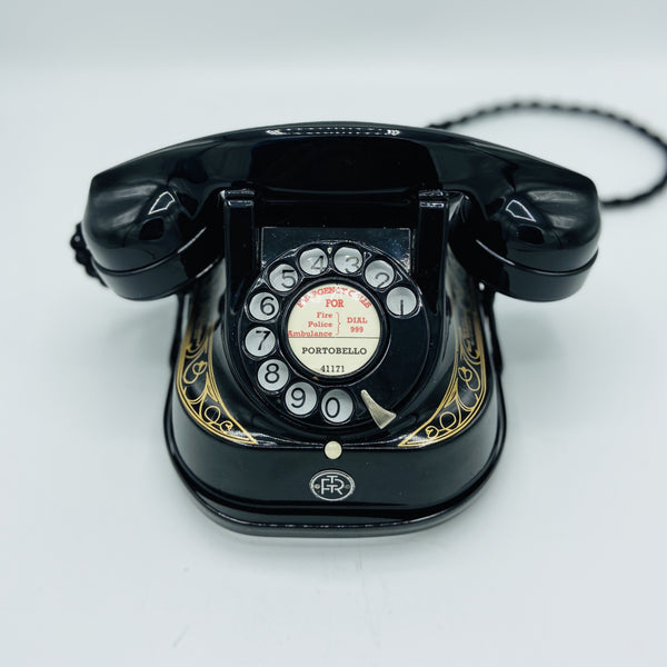 Antique 1950's Black & Gold Belgium Bell Telephone With a Handle