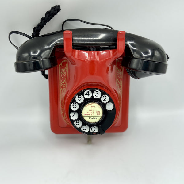 1940's Red Bell Belgium Antique Wall Telephone