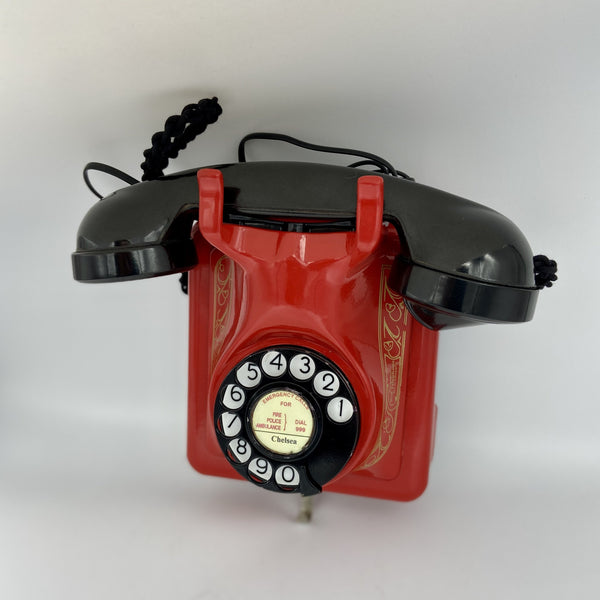 1940's Red Belgium Antique Wall Telephone
