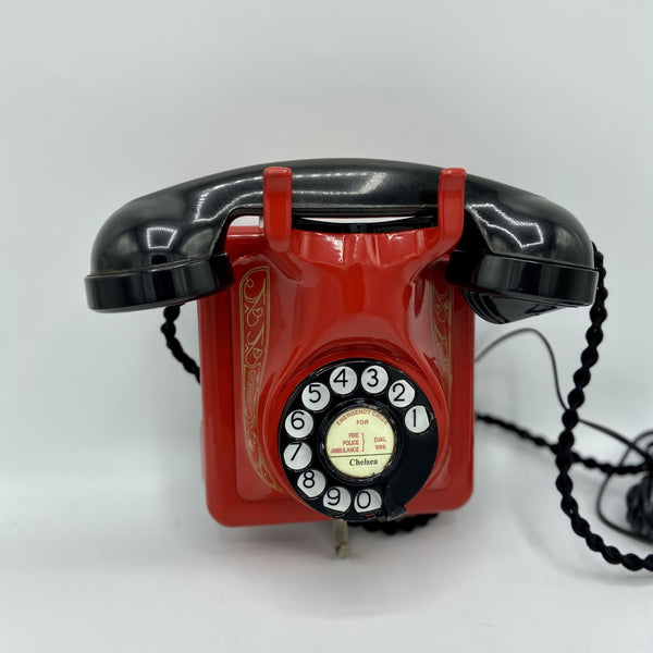 1940's Red Bell Belgium Antique Wall Telephone