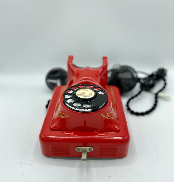 1940's Red Bell Belgium Antique Wall Telephone