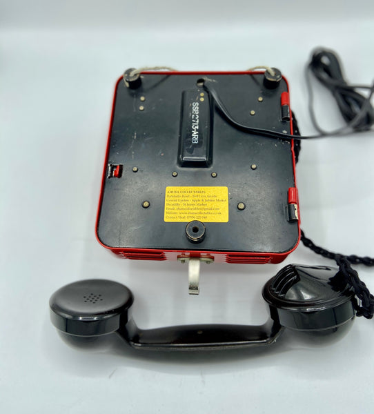 1940's Red Bell Belgium Antique Wall Telephone