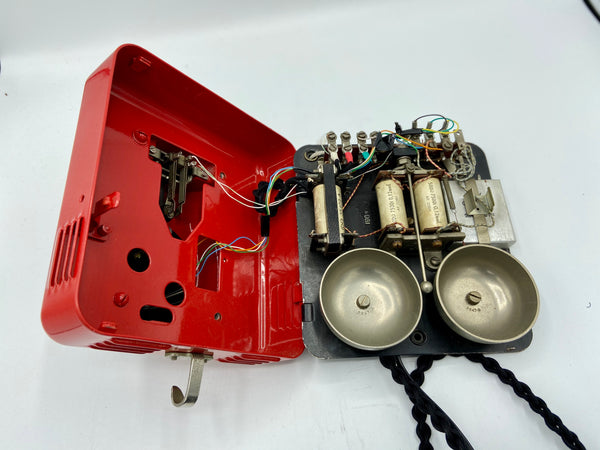 1940's Red Bell Belgium Antique Wall Telephone