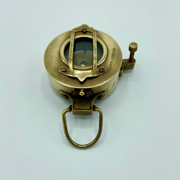 Brass 3" Glass Bottomed Surveying Compass in a Wood Box