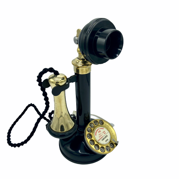 Antique 1900/1910's Black and Brass Antique English GPO Candlestick Telephone