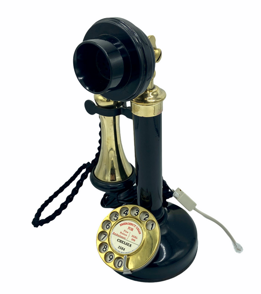 Antique 1900/1910's Black and Brass Antique English GPO Candlestick Telephone