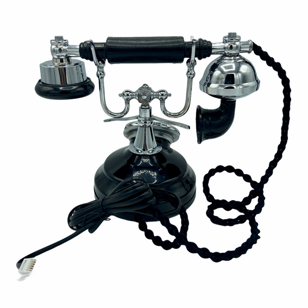 Black & Chrome 1930's Style Cradle Telephone