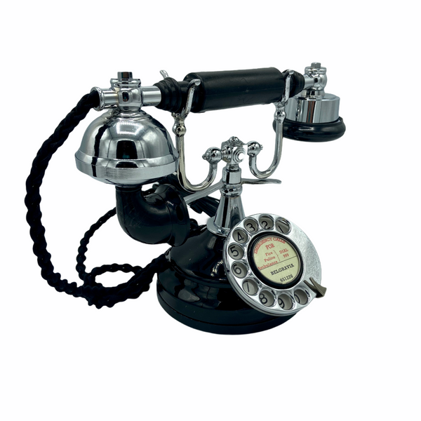 Black & Chrome 1930's Style Cradle Telephone