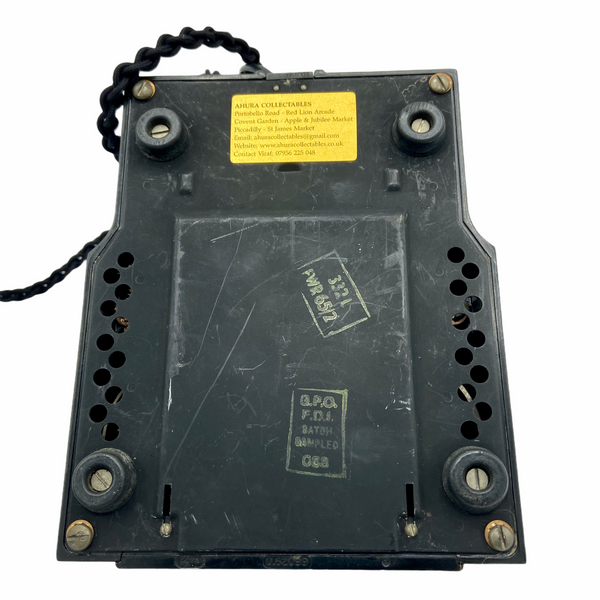 Antique 1940's English GPO Black Bakelite #300 Series Desk Telephone